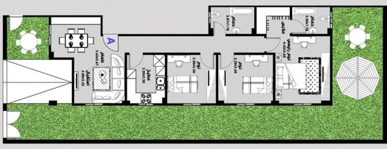 نموذج الارضي 139 م بحديقة 95 م– A – قطعة C16 – النرجس الجديدة – التجمع